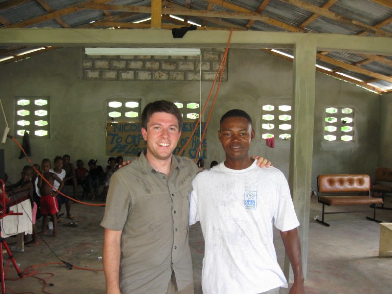 Matt and Fede in the newly built dorm for Peligre Hope Orphanage