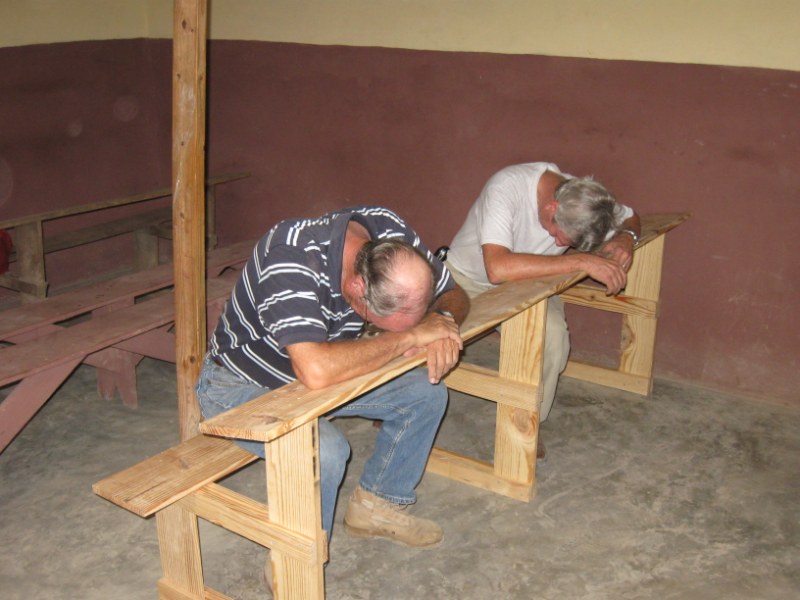 First complete bench, Joe and Bill resting and praying