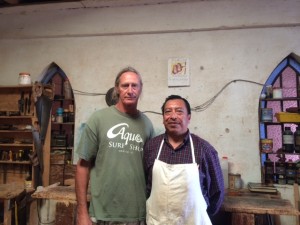 Pastor Santiago and me in his workshop.